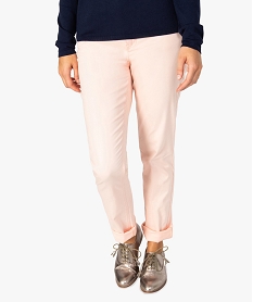 GEMO Pantalon femme regular taille haute en stretch Rose