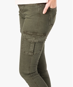 pantalon femme cargo coupe skinny en coton stretch vert8583001_2