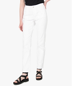 GEMO Jean femme en toile unie 4 poches coupe Regular - Longueur L30 Blanc