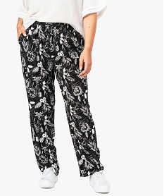 GEMO Pantalon femme grande taille large et fluide imprimé à taille élastiquée Imprimé