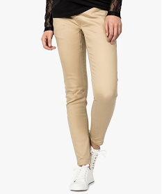 pantalon de grossesse en toile denim a bandeau haut beige8586701_1