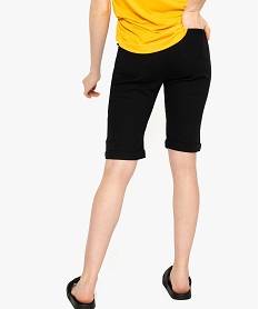 bermuda femme uni en toile extensible noir shorts8591101_3
