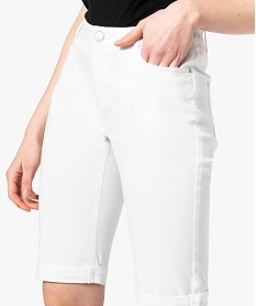 bermuda femme uni en toile extensible blanc shorts8591201_2