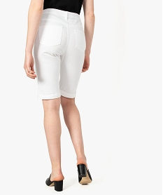 bermuda femme uni en toile extensible blanc shorts8591201_3