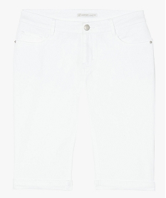 bermuda femme uni en toile extensible blanc shorts8591201_4