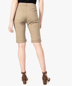 bermuda femme uni en toile extensible brun shorts8591301_3