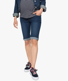 GEMO Bermuda de grossesse denim avec bandeau haut et taille réglable Gris