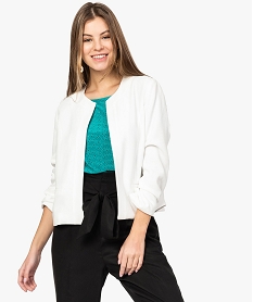 GEMO Veste femme en crêpe doublée porter ouvert Blanc