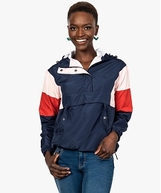 GEMO Blouson coupe-vent pour femme tricolore bleu vif
