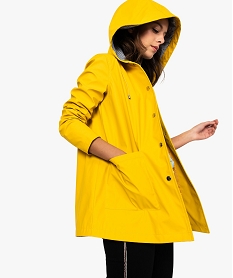 GEMO Coupe-vent femme imperméable à capuche doublée marinière jaune standard