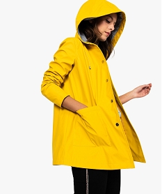 GEMO Coupe-vent femme imperméable à capuche doublée marinière Jaune