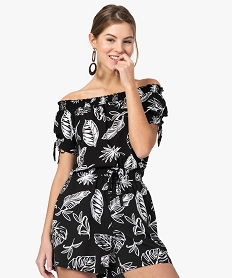 blouse femme imprimee avec col bardot smocke imprime chemisiers8594201_1