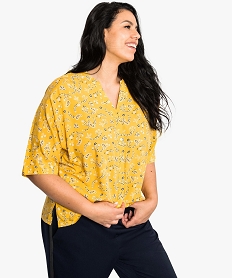 GEMO Chemise femme à manches coures fluide et imprimé fleuri Imprimé