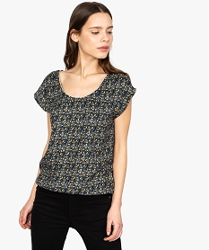 GEMO Blouse femme sans manches à motif floral et taille élastiquée Imprimé