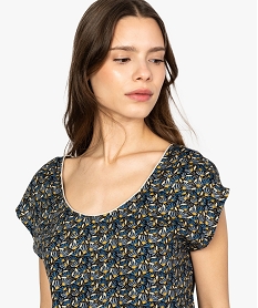 blouse femme sans manches a motif floral et taille elastiquee imprime8596501_2