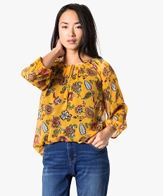 GEMO Blouse femme imprimée transparente manches 34 Imprimé