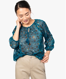GEMO Blouse femme imprimée transparente manches 34 Imprimé