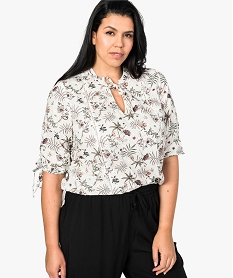 GEMO Tunique femme en broderie anglaise imprimé fleuri à manches 34 Rouge