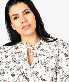 tunique femme en broderie anglaise imprime fleuri a manches 34 imprime chemisiers et blouses8602601_2