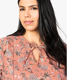 tunique femme en broderie anglaise imprime fleuri a manches 34 imprime chemisiers et blouses8602701_2