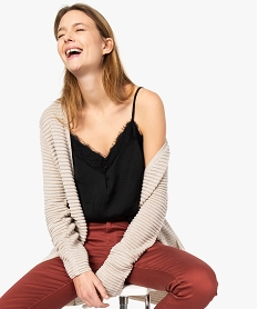 GEMO Caraco femme satiné avec finition dentelle et boutons noir standard