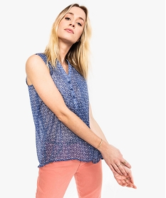 GEMO Tunique femme imprimée en voile sans manches rose standard
