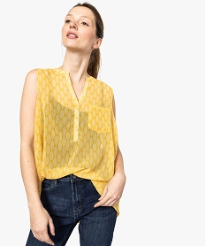 GEMO Tunique femme imprimée en voile sans manches Multicolore