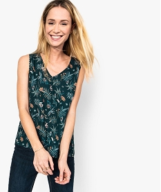 GEMO Chemise femme imprimée sans manches avec dos ouvert Imprimé