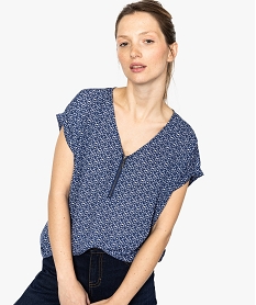 GEMO Top fluide manches courtes à motifs vert standard
