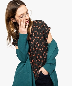 GEMO Top fluide manches courtes à motifs marron vif