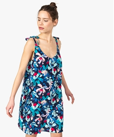 GEMO Robe femme courte imprimée avec bretelles à nouer orange vif