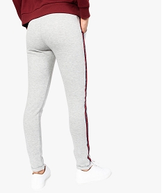 pantalon de jogging femme avec bandes colorees sur les cotes gris8609701_3
