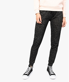 GEMO Pantalon femme jogger en maille avec taille élastiquée Gris