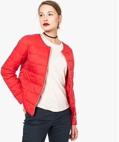 GEMO Doudoune femme légère avec col rond et fermeture zippée rouge standard