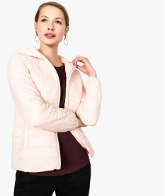 GEMO Doudoune femme fine à capuche rose standard