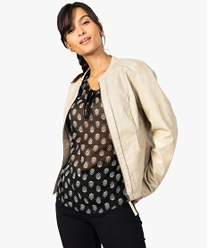 GEMO Veste femme imitation cuir avec finitions ajourées Beige