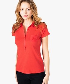 GEMO Polo femme en jersey à manches courtes et col chemise Rose