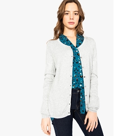GEMO Gilet femme en viscose maille fine à motifs pailletés Gris