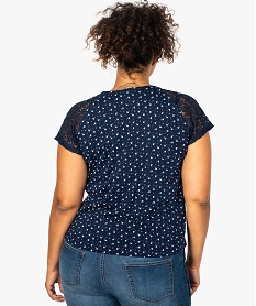 tee-shirt femme a motifs avec manches courtes en dentelle imprime tee shirts tops et debardeurs8621801_3