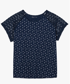 tee-shirt femme a motifs avec manches courtes en dentelle imprime8621801_4