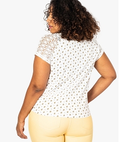 tee-shirt femme a motifs avec manches courtes en dentelle imprime8622001_3