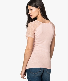 tee-shirt de grossesse en coton bio avec manches en dentelle rose8622501_3