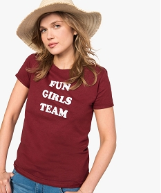 tee-shirt femme a manches courtes imprime sur lavant rouge8625401_1