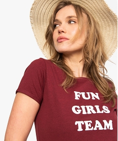 tee-shirt femme a manches courtes imprime sur lavant rouge8625401_2