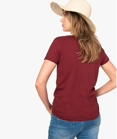 tee-shirt femme a manches courtes imprime sur lavant rouge8625401_3