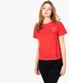 GEMO Tee-shirt femme fluide à manches courtes avec imprimé Rouge