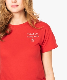 tee-shirt femme fluide a manches courtes avec imprime rouge8625801_2
