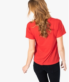 tee-shirt femme fluide a manches courtes avec imprime rouge8625801_3