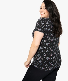 tee-shirt femme imprime a manches courtes et col v boutonne imprime8629901_3