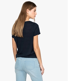 tee-shirt femme a biais paillete et manches courtes bleu8632001_3